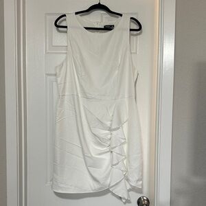 Shein Curve Elegant White Sleeveless Dress